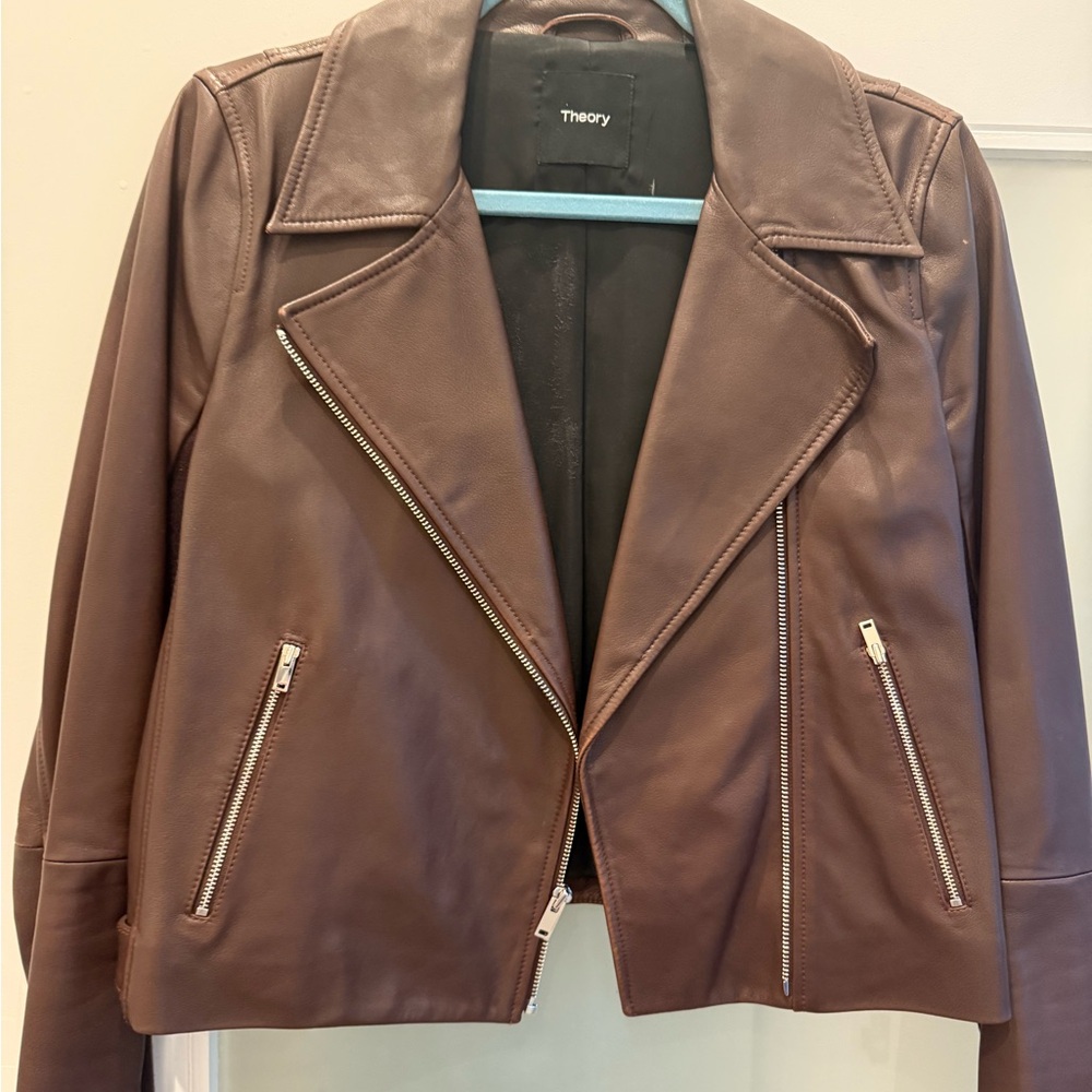 Theory Women's Dark Brown Leather Jacket